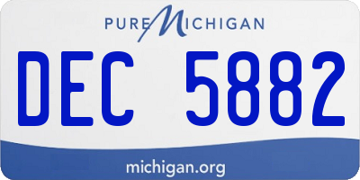 MI license plate DEC5882