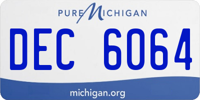 MI license plate DEC6064