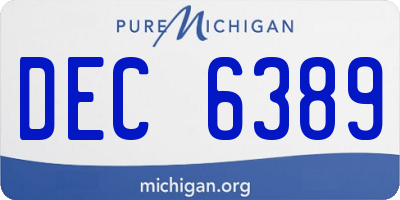MI license plate DEC6389