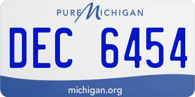 MI license plate DEC6454