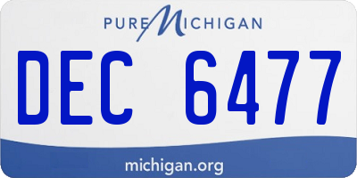 MI license plate DEC6477