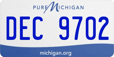 MI license plate DEC9702