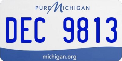 MI license plate DEC9813