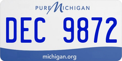 MI license plate DEC9872