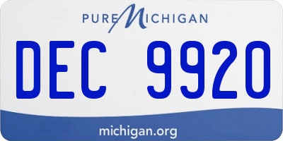 MI license plate DEC9920