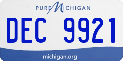 MI license plate DEC9921