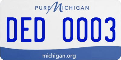 MI license plate DED0003