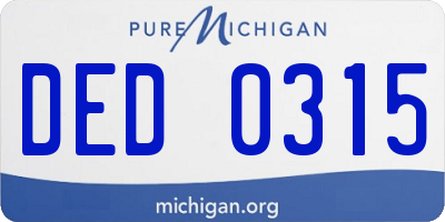 MI license plate DED0315