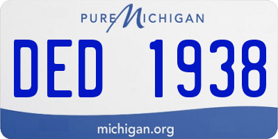 MI license plate DED1938