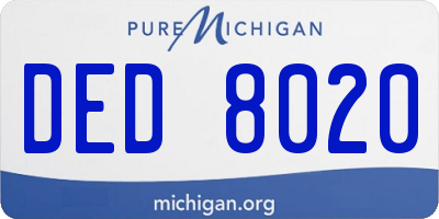 MI license plate DED8020