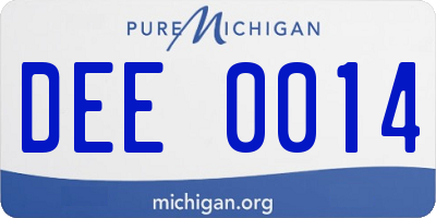 MI license plate DEE0014