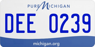 MI license plate DEE0239