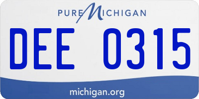 MI license plate DEE0315