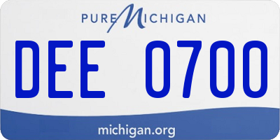 MI license plate DEE0700