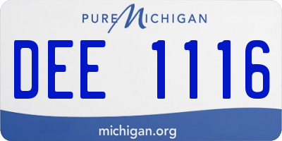 MI license plate DEE1116