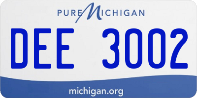 MI license plate DEE3002