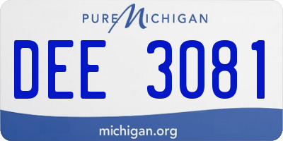 MI license plate DEE3081