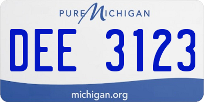 MI license plate DEE3123