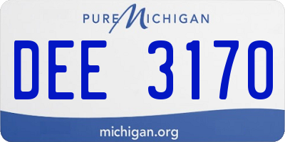 MI license plate DEE3170
