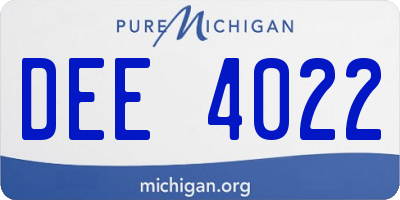 MI license plate DEE4022