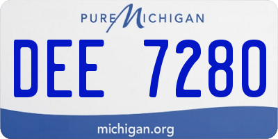 MI license plate DEE7280