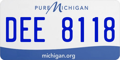 MI license plate DEE8118