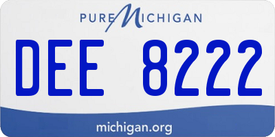 MI license plate DEE8222