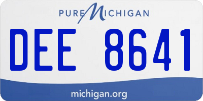 MI license plate DEE8641