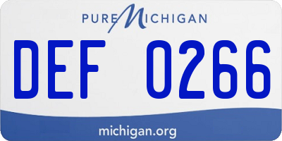 MI license plate DEF0266