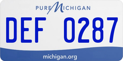 MI license plate DEF0287
