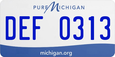 MI license plate DEF0313
