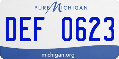 MI license plate DEF0623