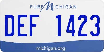 MI license plate DEF1423