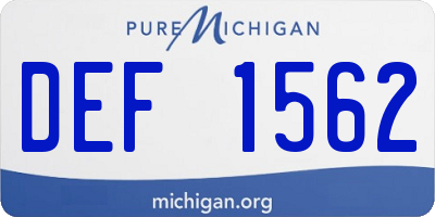 MI license plate DEF1562