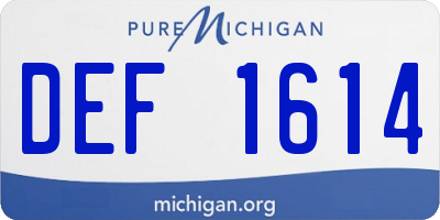 MI license plate DEF1614