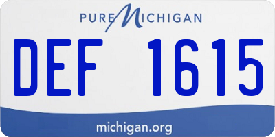 MI license plate DEF1615