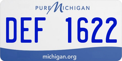MI license plate DEF1622