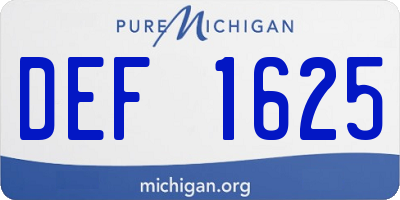 MI license plate DEF1625
