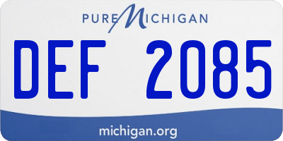 MI license plate DEF2085