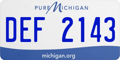 MI license plate DEF2143