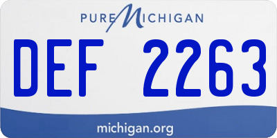 MI license plate DEF2263
