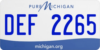 MI license plate DEF2265