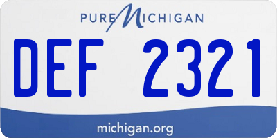 MI license plate DEF2321