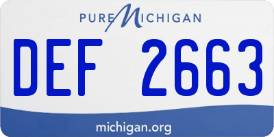 MI license plate DEF2663