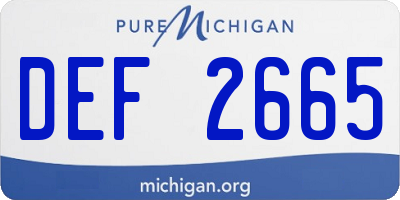 MI license plate DEF2665