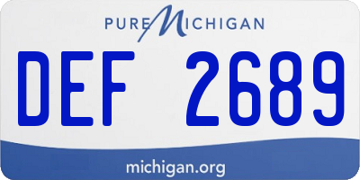 MI license plate DEF2689