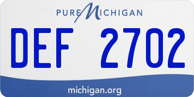 MI license plate DEF2702