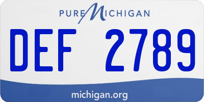 MI license plate DEF2789