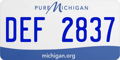 MI license plate DEF2837
