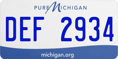 MI license plate DEF2934